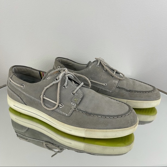 Ecco Shoes | Ecco Mens Grey Leather Lace Up Sperry Boat Shoes Sz 43 | Color: Gray | Size: 43 | Russianbarbae's Closet